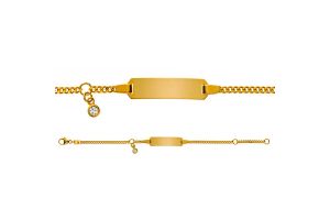 Gourmette Diamant Or Jaune 375, Bracelet Identité Enfant, 14cm, Livraison Gratuite Suisse