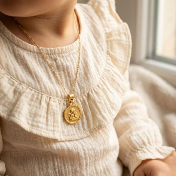 Médaille or jaune 750 ange