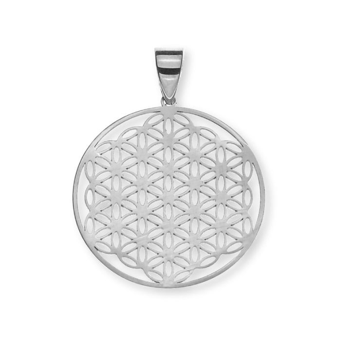 Pendentif fleur de vie en or blanc 750, 20 mm