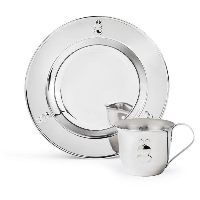 Set repas bébé, assiette et tasse Miffy en inox 
