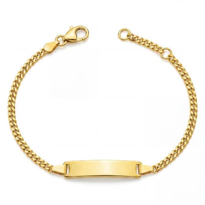 bracelet bébé ajustable, chaine Panzer, plaquette rectangulaire