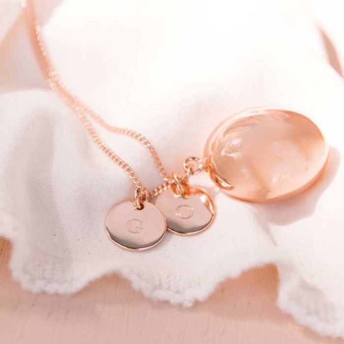 bola isis or rose, avec médailles à personnaliser avec initiales des parents