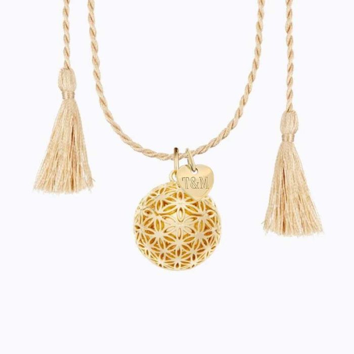 bola personnalisé fleur de vie avec médaille coeur gravée