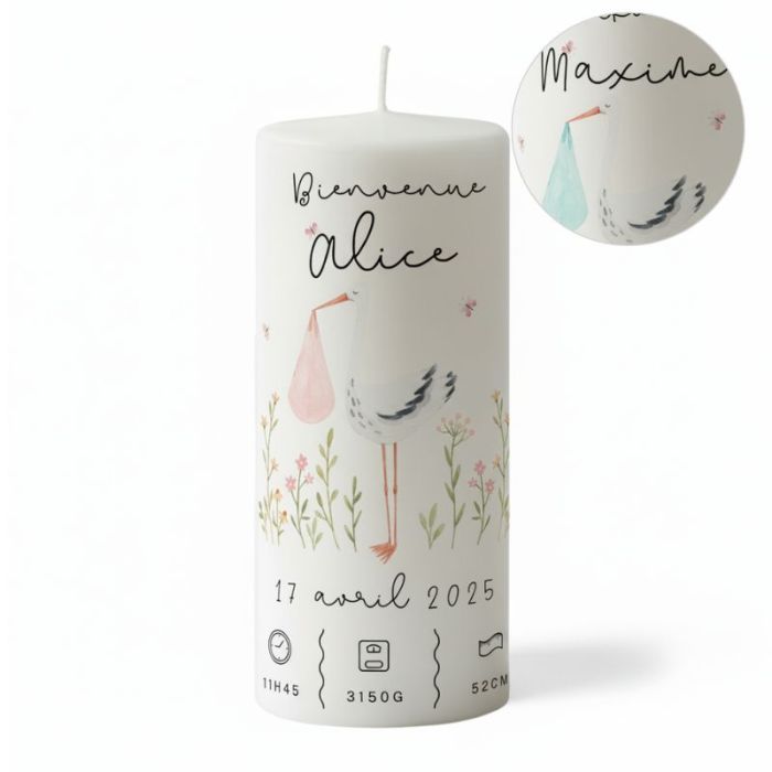 bougie de naissance cigogne