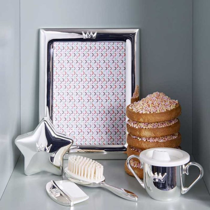 Coffret Naissance Personnalisé – Cadre Photo Argenté 13x15,5 Cm + Doudou Lange 70x70 Cm Ours Brodé, Idéal Cadeau Bébé