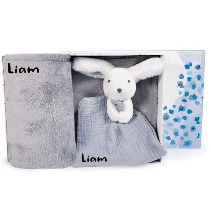 coffret doudou et compagnie, plaid et doudou à broder