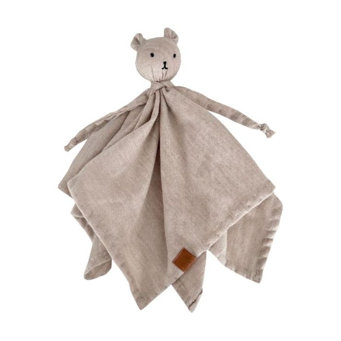 doudou ours beige, en laine mérinos, à personnaliser avec prénom bébé