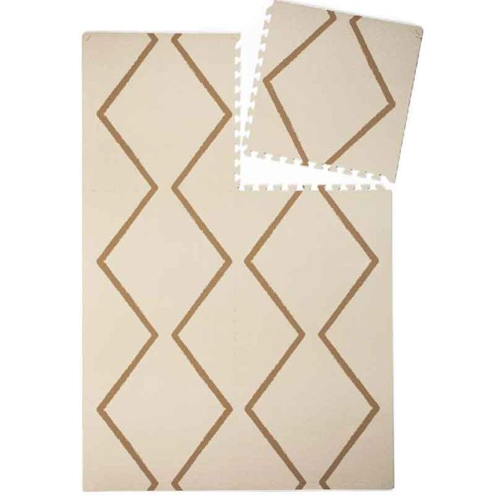 tapis mousse bébé eeveve, couleur beige avec lignes
