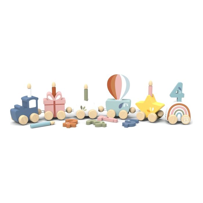 train en bois d'anniversaire