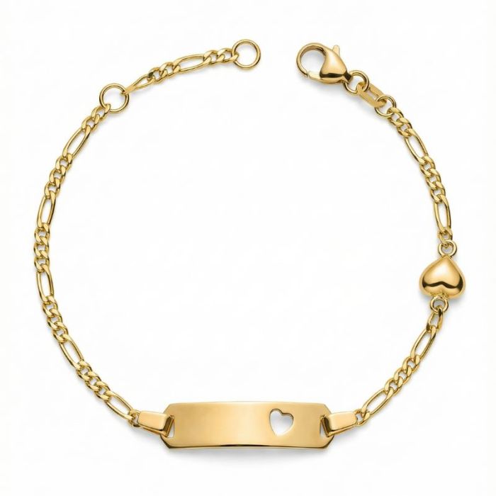 gourmette or jaune 9 carats avec coeurs