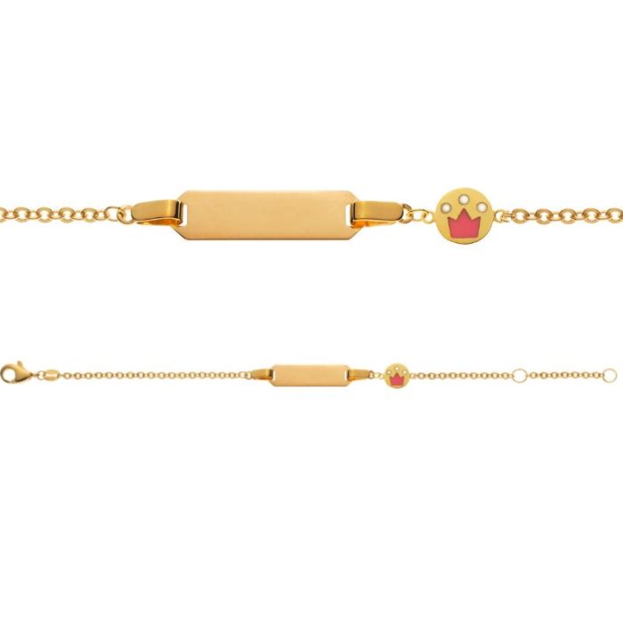 gourmette or jaune 9 carats, avec couronne émaillée