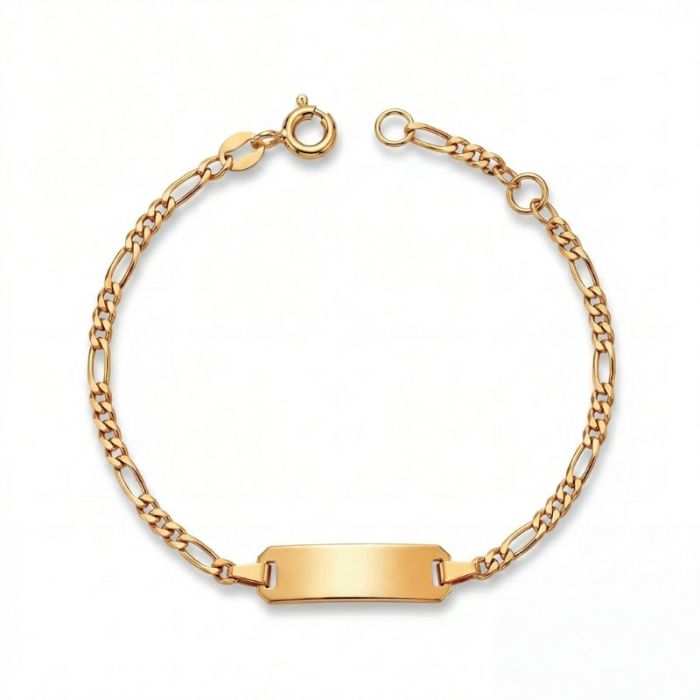 gourmette figaro petite plaquette et anneau à ressort