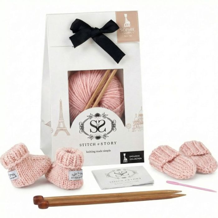 kit tricot bébé rose