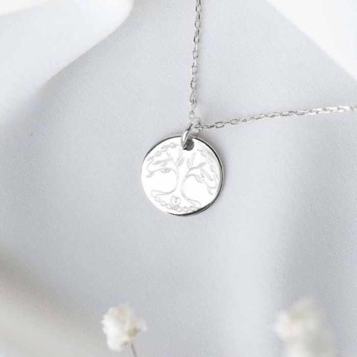 médaille de baptême argent, arbre de vie