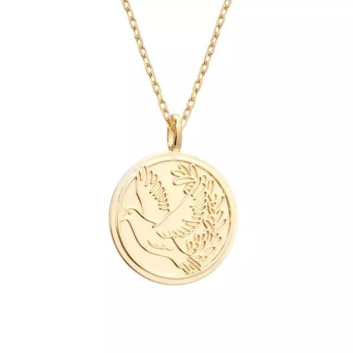 collier colombe et branche d'olivier