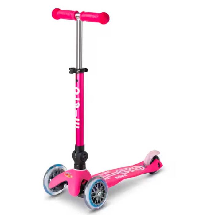 mini micro trottinette rose, pliable et LED