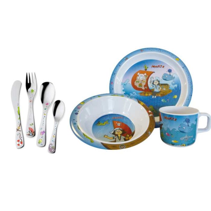 Moritz set de 9 pieces pour enfant, couverts et vaisselle