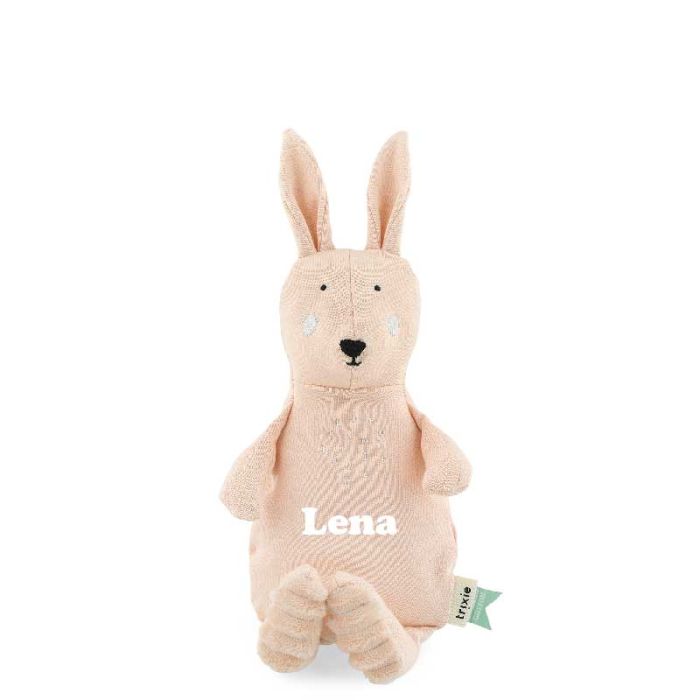 peluche personnalisee, lapin rose, prénom