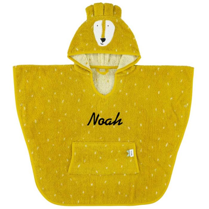 poncho pour enfant petit lion, marque trixie baby, à personnaliser avec prénom de l'enfant en broderie