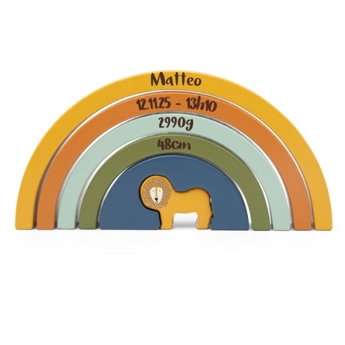arc en ciel Monsieur Lion de Trixie Baby, à personnaliser sur bebe-cadeau.ch