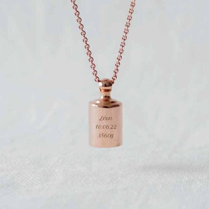 sautoir or rose mon petit poids, idée cadeau noel maman, grand maman