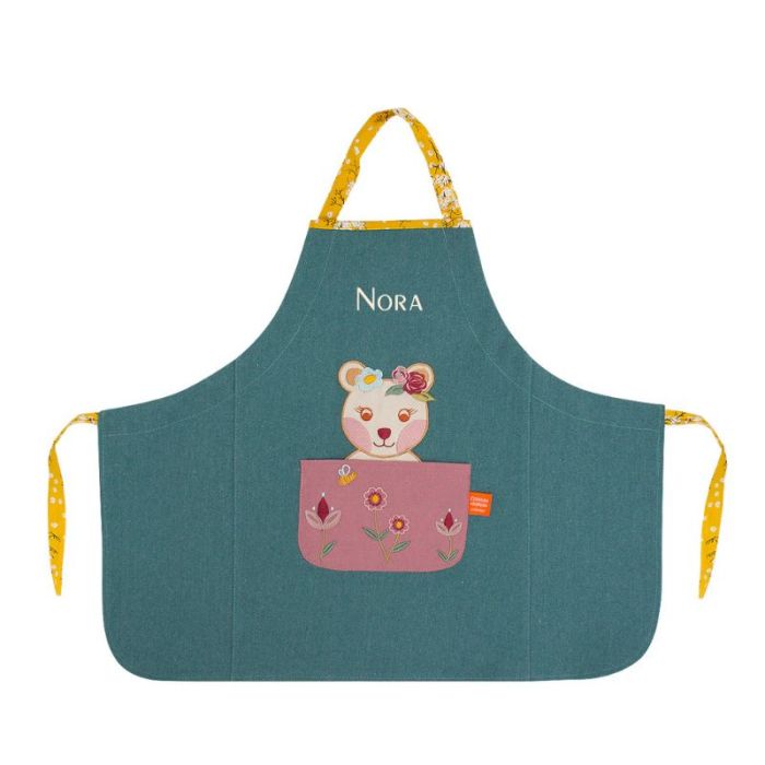tablier madame ours bleu, à personnaliser