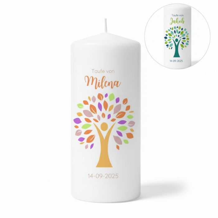 bougie de baptême arbre de vie