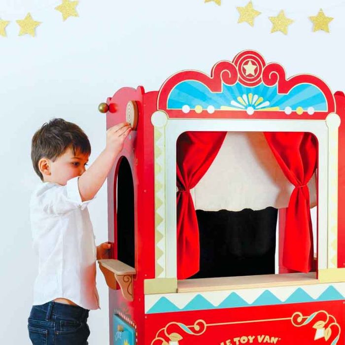 Bomodoro Théâtre De Marionnettes Réversible 120 X 70 X 50 Cm – Jaune – Tente Incluse – Pour Enfants Jusqu’à 7 Ans