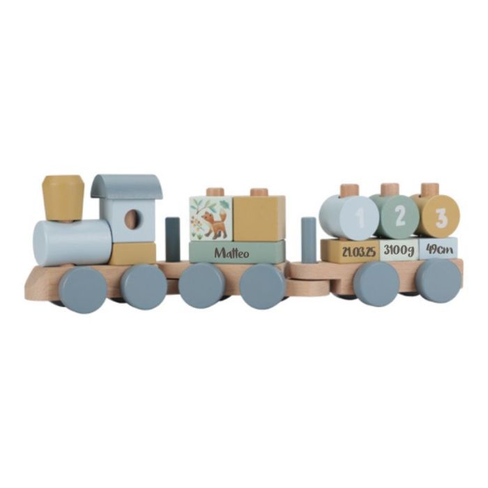 train en bois bleu à personnaliser