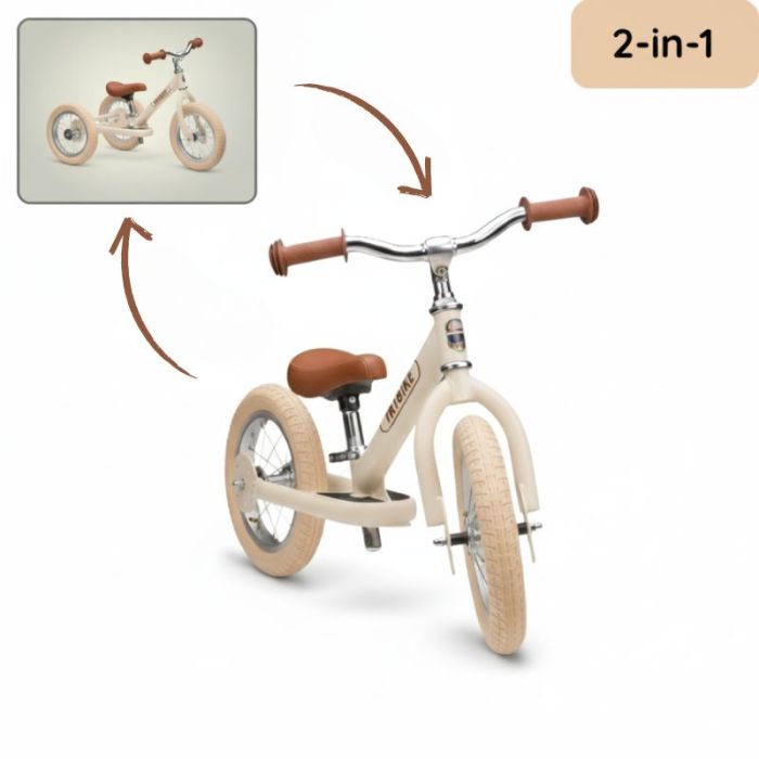 vélo trybike creme avec panier, 2 en 1