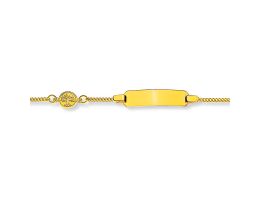 Gourmette Or Jaune 375, Bracelet Identité Enfant, Arbre de la Vie, 14cm, Livraison Gratuite Suisse