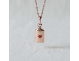 collier or rose mon petit poids, avec coeur rouge