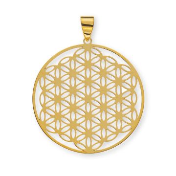 grand Pendentif fleur de vie en or jaune 750, 25 mm