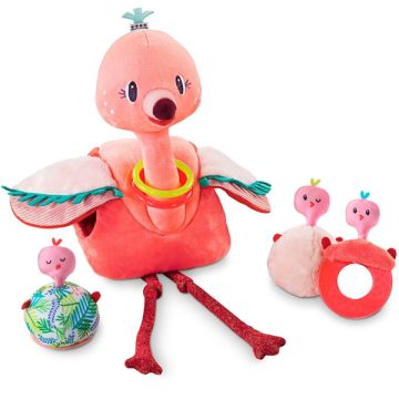 Anais le flamant rose et ses bébés Peluche Lilliputiens