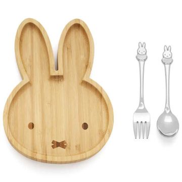 set miffy assiette bambou pour bébé, et couverts à personnaliser