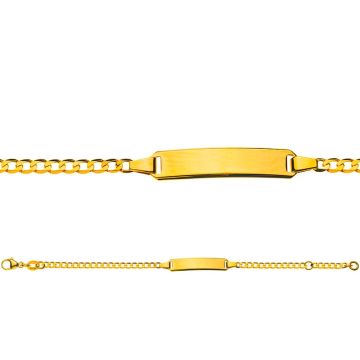 Gourmette Bébé Or Jaune 375, 9 carats, Panzer plaquette extra plate à personnaliser, Livraison Gratuite