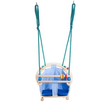 Balançoire Bébé Bajo, Bois et tissu dès 12 mois Swing, Livraison Gratuite