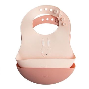 bavoirs en silicone lapin rose de trixie