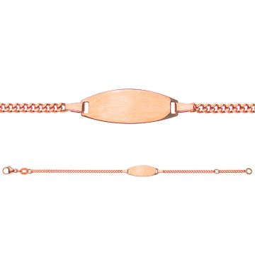 Gourmette Or Rose 750, Bracelet Identité Bébé Fille, 14cm, Livraison Gratuite Suisse