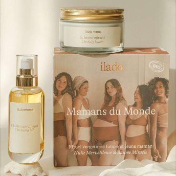 Coffret rituel corps Ilado huile et baume bio contre les vergetures