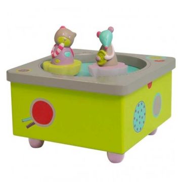 Boîte à musique Bois, Idée Cadeau Naissance Bébé Les Jolis pas Beaux, Moulin Roty