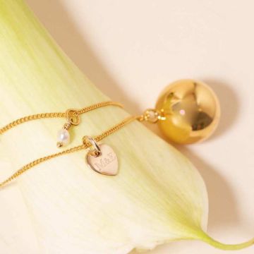 bola de grossesse or jaune, à personnaliser avec initiales des parents