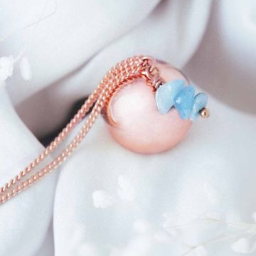 bola de grossesse or rose et pierre aigue marine