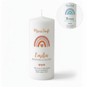 bougie baptême arc en ciel à personnaliser