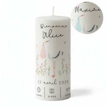 bougie de naissance cigogne
