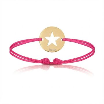 Bijoux plaqué or pour Enfant ou bébé, Bracelet Cordon, etoile cordon fuschia, Aaina & Co, Livraison Gratuite