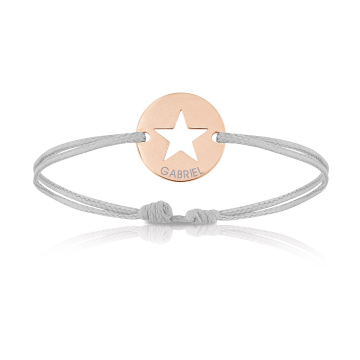Bijoux plaqué or rosé pour Enfant ou bébé, Bracelet Cordon, etoile gris, Aaina & Co, Livraison Gratuite