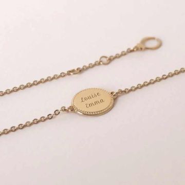 bracelet médaille ovale, à personnaliser, de la marque mon petit poids