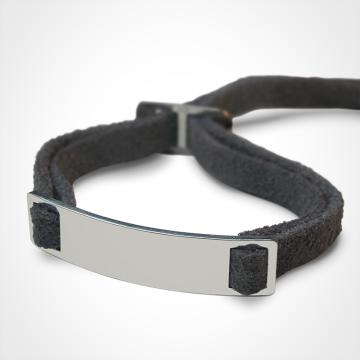 Gourmette Naissance en Argent, avec prénom bébé, Skin Noir, Bijoux Mikado Collection