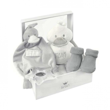 Coffret naissance Idée Cadeau Nouveau Né Bambam blanc - gris, Livraison Gratuite